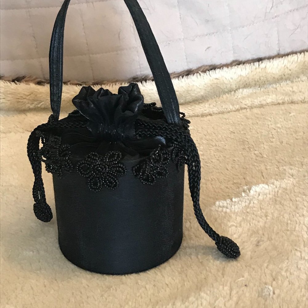 Black fabric evening bag